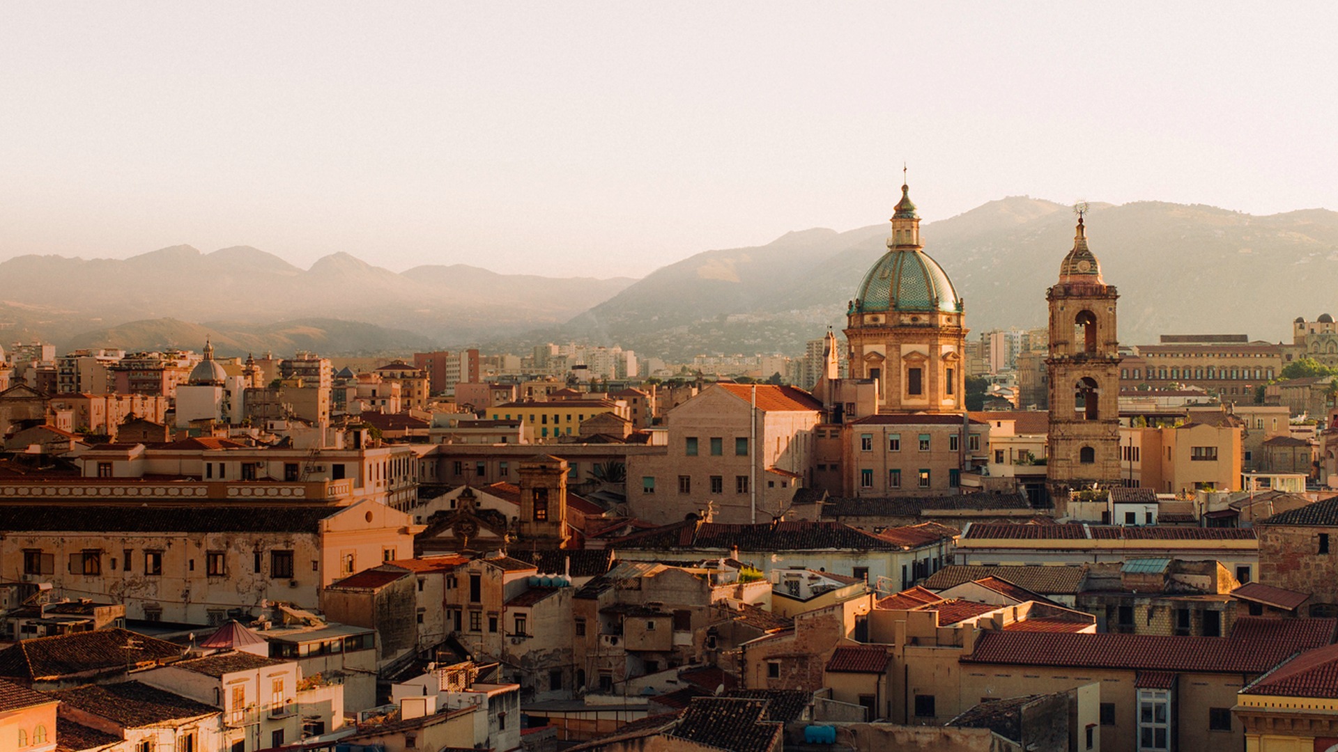 Palermo skyline at golden hour